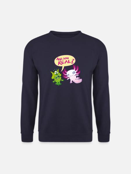 Alien surprised wonders if the axolotl is real - Unisex Sweatshirt - navy