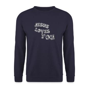 Jesus loves you - Unisex Sweatshirt - navy - Front - Alina (178cm) & Michal (187cm)