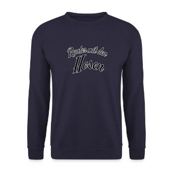 Runter mit den Hosen - Unisex Pullover - Navy - Vorne - Alina (178cm) & Michal (187cm)