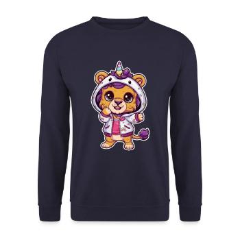 Kawaii unicorn lion with brilliant colors - Unisex Sweatshirt - navy - Front - Alina (178cm) & Michal (187cm)