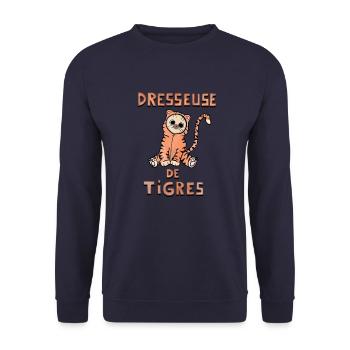Dresseuse de tigres - Sweat-shirt Unisexe - marine - Devant - Alina (178cm) & Michal (187cm)