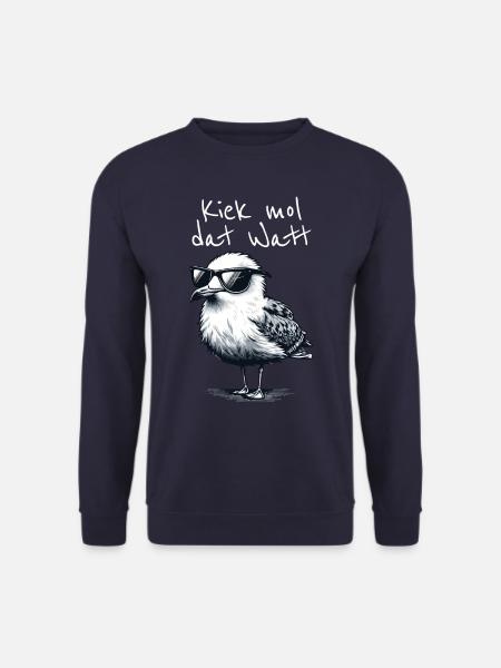 Kiek mol dat Watt Wattwanderer Möwe Spruch - Unisex Pullover - Navy