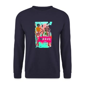 (B)rave! Neon 2.0 - Unisex Pullover - Navy - Vorne - Alina (178cm) & Michal (187cm)