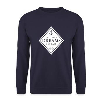 MARITIM, LET YOUR DREAMS SET SAILS MIT ANKER - Unisex Pullover - Navy - Vorne - Alina (178cm) & Michal (187cm)