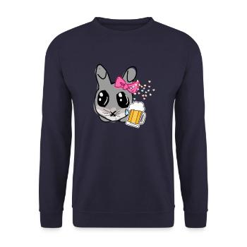 Bier,hase, illustration, Kaninchen - Unisex Pullover - Navy - Vorne - Alina (178cm) & Michal (187cm)