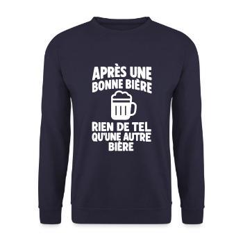 Après Une Bonne Bière Humour - Sweat-shirt Unisexe - marine - Devant - Alina (178cm) & Michal (187cm)