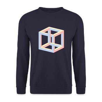 Cube Illusion Design - Unisex Pullover - Navy - Vorne - Alina (178cm) & Michal (187cm)