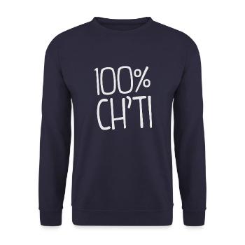 Nord Pas De Calais NPDC 100% Chti B - Sweat-shirt Unisexe - marine - Devant - Alina (178cm) & Michal (187cm)