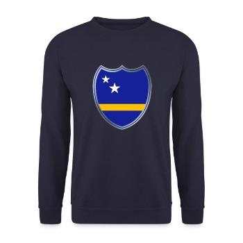 Curacao (Wappen) - Unisex Pullover - Navy - Vorne - Alina (178cm) & Michal (187cm)