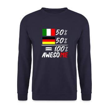 50% Italienisch 50% deutsch - Unisex Pullover - Navy - Vorne - Alina (178cm) & Michal (187cm)
