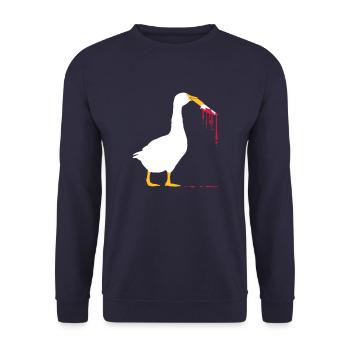 Blutiges Messer Gänse - Unisex Pullover - Navy - Vorne - Alina (178cm) & Michal (187cm)