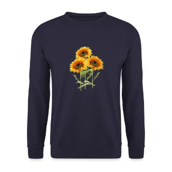 Drei Sonnenblumen - Unisex Pullover - Navy - Vorne - Alina (178cm) & Michal (187cm)