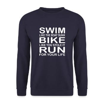 Triathlon Swim Bike Run - Unisex Sweatshirt - navy - Front - Alina (178cm) & Michal (187cm)