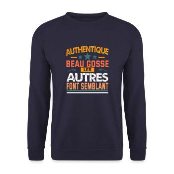 authentique beau gosse - Sweat-shirt Unisexe - marine - Devant - Alina (178cm) & Michal (187cm)