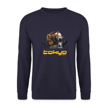 Tshirt Tokyo Kawaii Gold Punk Rock Bike Goldfish - Unisex Sweatshirt - navy - Front - Alina (178cm) & Michal (187cm)