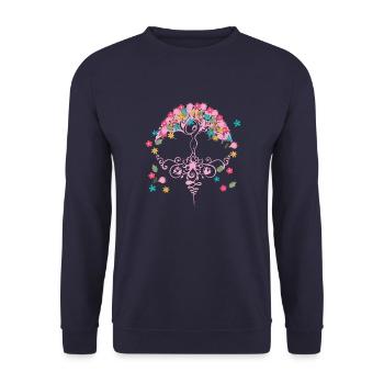 Tree of Life,Tree of Life,Flowers, Yoga - Unisex Sweatshirt - navy - Front - Alina (178cm) & Michal (187cm)