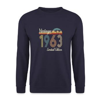 Vintage 1963 Limited Edition 60th Birthday Gift - Unisex Sweatshirt - navy - Front - Alina (178cm) & Michal (187cm)
