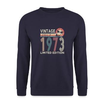 Vintage July 1973 Limited Edition 50th Birthday - Unisex Sweatshirt - navy - Front - Alina (178cm) & Michal (187cm)