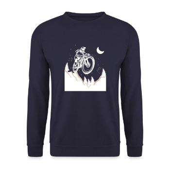 MTB Mountainbike Biker - Unisex Sweatshirt - navy - Front - Alina (178cm) & Michal (187cm)