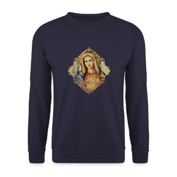 Holly Mary Maria Madonna Mariana Virgin Mary Holy - Unisex Sweatshirt - navy - Front - Alina (178cm) & Michal (187cm)
