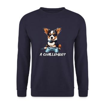 A Challenge? Challenge accepted! - Unisex Pullover - Navy - Vorne - Alina (178cm) & Michal (187cm)