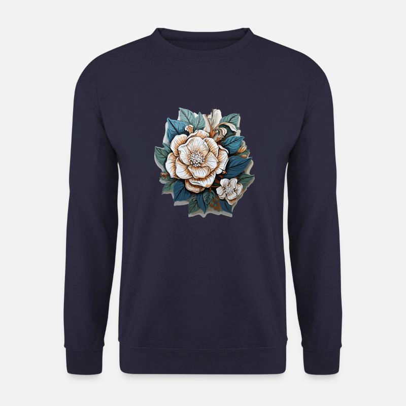 White flowers - Unisex Pullover - Navy