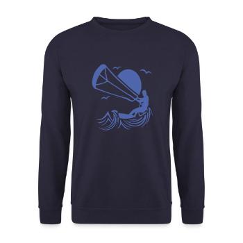 Kitesurfer Silhouette, Kiten Abenteuer Design - Unisex Pullover - Navy - Vorne - Alina (178cm) & Michal (187cm)