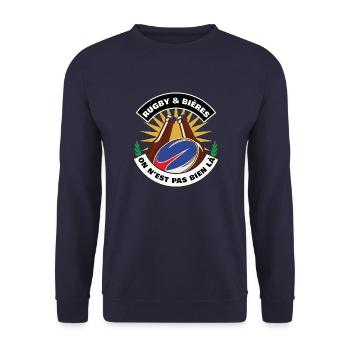 RUGBY ET BIERES ON EST PAS BIEN LA - Sweat-shirt Unisexe - marine - Devant - Alina (178cm) & Michal (187cm)