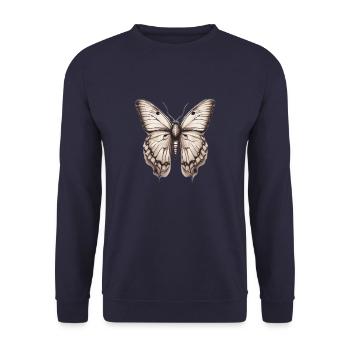 Butterfly the moth with beautiful and magical wing - Unisex Sweatshirt - navy - Front - Alina (178cm) & Michal (187cm)