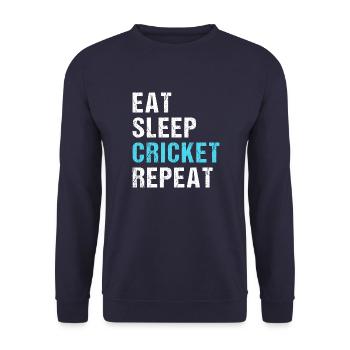 Lustiges Kricket Spruch Vintage Cricket Spiel - Unisex Pullover - Navy - Vorne - Alina (178cm) & Michal (187cm)