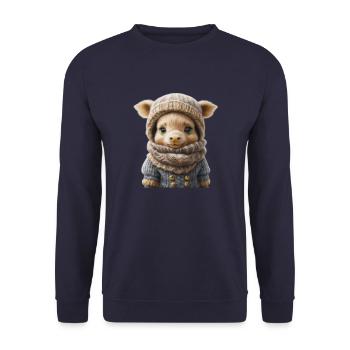 Niedliches Wintertier - Unisex Pullover - Navy - Vorne - Alina (178cm) & Michal (187cm)