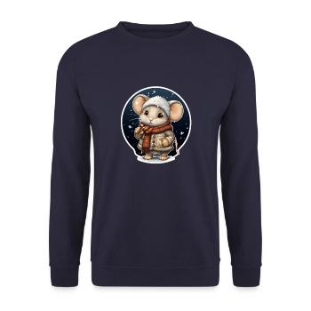 Wintermäuschen - Unisex Pullover - Navy - Vorne - Alina (178cm) & Michal (187cm)