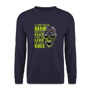Moto, Motard, Route Vers L’Enfer - Sweat-shirt Unisexe - marine - Devant - Alina (178cm) & Michal (187cm)