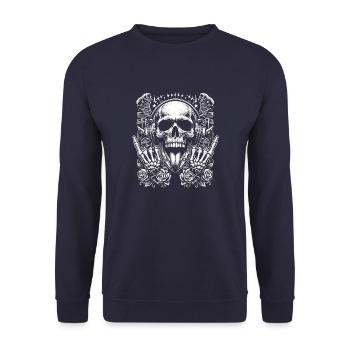 Tête de mort rocker - Sweat-shirt Unisexe - marine - Devant - Alina (178cm) & Michal (187cm)