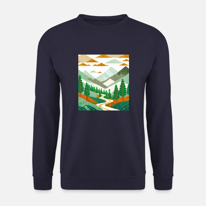 Zeichnung eines Bergwaldes - Unisex Pullover - Navy
