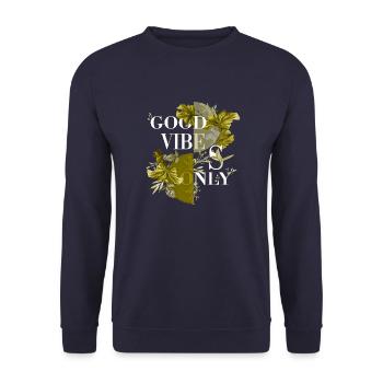 Vibes Only Sticker Quote Vector Vintage Art Styles - Unisex Sweatshirt - navy - Front - Alina (178cm) & Michal (187cm)