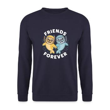 Deux phoques drôles sceaux amis pour toujours - Sweat-shirt Unisexe - marine - Devant - Alina (178cm) & Michal (187cm)