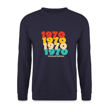 1970: Limited Edition - 54th Anniversary - Unisex Sweatshirt - navy - Front - Alina (178cm) & Michal (187cm)