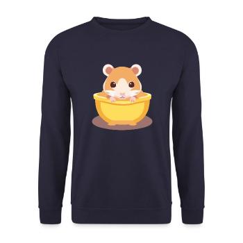 cute hamster in bowl - Unisex Sweatshirt - navy - Front - Alina (178cm) & Michal (187cm)