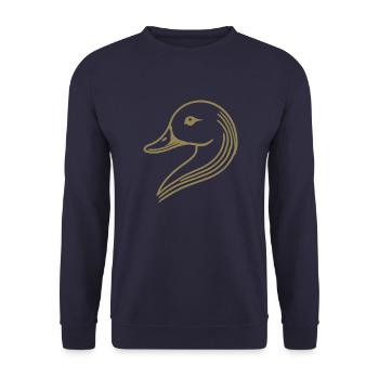 Tête de silhouette de cygne de canard minimaliste - Sweat-shirt Unisexe - marine - Devant - Alina (178cm) & Michal (187cm)