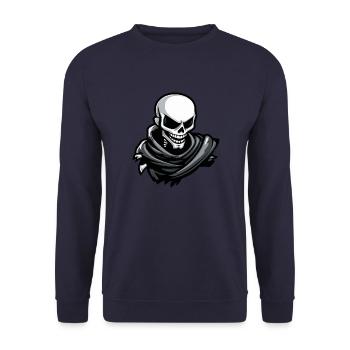 Skull Halloween Comic - Unisex Pullover - Navy - Vorne - Alina (178cm) & Michal (187cm)