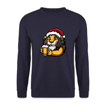 Lion Noël Bière Drôle - Sweat-shirt Unisexe - marine - Devant - Alina (178cm) & Michal (187cm)