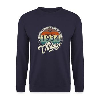 Vintage 1934 meilleur de 1934 - annif 91 ans - Sweat-shirt Unisexe - marine - Devant - Alina (178cm) & Michal (187cm)