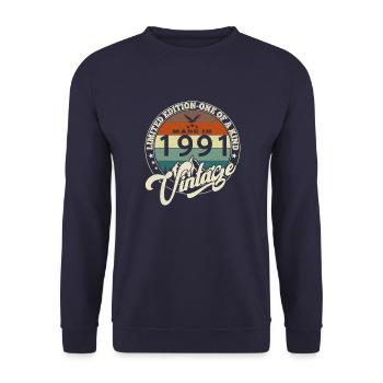 Vintage 1991 Best of 1991 - 34 Year Old Birthday - Unisex Sweatshirt - navy - Front - Alina (178cm) & Michal (187cm)