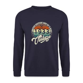 Vintage 1933 Best of 1933 - 92 Year Old Birthday - Unisex Sweatshirt - navy - Front - Alina (178cm) & Michal (187cm)