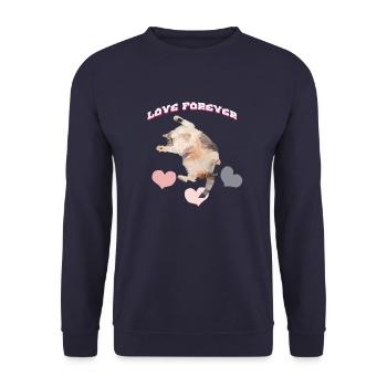 Love forever Pfote Katze Katzenliebe Katzenfreund - Unisex Pullover - Navy - Vorne - Alina (178cm) & Michal (187cm)