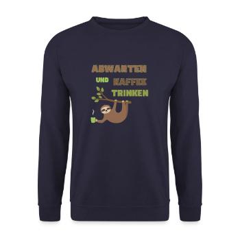 Abwarten und Kaffee trinken - Unisex Pullover - Navy - Vorne - Alina (178cm) & Michal (187cm)