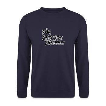Für geistige Freiheit - Unisex Pullover - Navy - Vorne - Alina (178cm) & Michal (187cm)