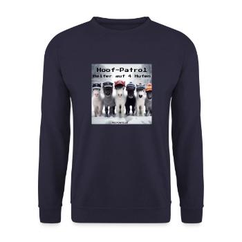 HOOF PATROL - Unisex Pullover - Navy - Vorne - Alina (178cm) & Michal (187cm)