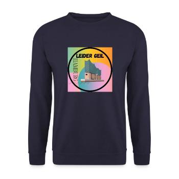 Leider Geil Hamburg: Ein Design-Meisterwerk - Unisex Pullover - Navy - Vorne - Alina (178cm) & Michal (187cm)
